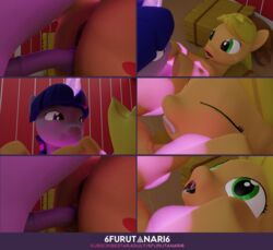 3d 3d_(artwork) 6furutanari6 absurd_res anal anal_sex animal_genitalia animal_penis applejack_(mlp) digital_media_(artwork) equine_penis feral feral_on_feral friendship_is_magic futanari genitals hasbro herm hi_res intersex intersex/intersex my_little_pony penetration penis twilight_sparkle_(mlp)