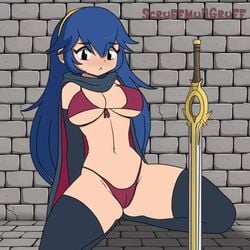 1girls alternate_eye_color animated bikini black_eyes blue_hair falchion_(fire_emblem) fire_emblem fire_emblem_awakening long_hair lucina_(fire_emblem) medium_hair no_sound scruffmuhgruff solo thighhighs tiara underboob underwear video