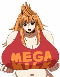 1girls animated animated_gif bangs bare_shoulders big_breasts blinking blush bouncing_breasts breasts cleavage clenched_teeth clothing collar collarbone crop_top curvy diva_mizuki english_text eyelashes female female_focus female_only g-string gravion highleg_panties hips huge_breasts human jyubei large_breasts lips lipstick long_hair looking_at_viewer makeup mega_milk navel nipple_bulge nipples nipples_visible_through_clothing open_mouth orange_hair panties parted_lips pinup purple_eyes red_lipstick revealing_clothes shiny_skin simple_background skimpy sleeveless smile solo solo_female tachibana_mizuki tank_top teeth text thick_lips thong tied_hair tongue underwear voluptuous white_background