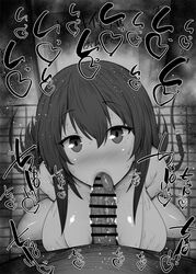 1boy 1girls 2021 big_breasts big_penis black_and_white blowjob blush censored censored_penis dark-skinned_male dark_skin demon demon_girl detailed_background dress drooling eleonore_bianca eyelashes fellatio heart human indoor inside japanese_text kurotama long_hair looking_at_viewer male male_pov maou_gakuin_no_futekigousha oral oral_sex pov room saliva shiny shiny_skin silver_link_(studio) sketch sound_effects squatting sweat text toilet tongue_out vein veins veiny veiny_penis