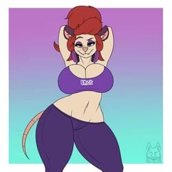 animated anthro ass_visible_through_thighs big_breasts breasts brown_hair cleavage clothed clothing dancing didelphid fangs female hair looking_at_viewer mammal marsupial metalfoxxx mp4 navel no_sound raised_arms simple_background smile solo tania_tlacuache video virginia_opossum webm