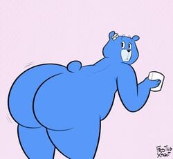 1girls 4_fingers anthro artist_name ass bear bent_over big_ass black_eyes blue_fur charmin charmin_ultra_soft_mom chubby_female cute eyelashes female flower flower_on_head frostingxtract furry looking_back mascot milf mother pink_background simple_background slightly_chubby solo tagme toilet_paper ursid ursid_humanoid watermark