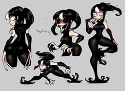 2021 ass bare_shoulders bodysuit claws crap-man mob_face monster_girl no_cheeks noss_the_nosferatu_(crap-man) original original_character ponytail sidelocks tagme thick thick_thighs tight_clothing vampire