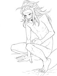 2boys blush chappa completely_nude full_body gay hairband line_art long_hair long_hair_male male male_only masturbating_while_penetrated masturbation messy_hair monochrome nude sex shimogamo_yajirou sitting_on_person sketch smile solo_focus spiky_hair squatting uchouten_kazoku yaoi