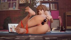 1girls 3d anal_beads anal_sex anus ass barefoot big_ass blender brown_hair feet female female_only life_is_strange looking_at_viewer looking_back max_caulfield midnightsfm nude panties penetration pussy sex_toy solo toes underwear