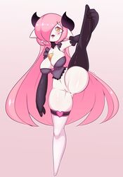 1girls anthro anus big_breasts blush breasts elbow_gloves female frowntown gardevoir gloves horns leg_hold long_hair nintendo nub_feet pink_hair pokémon_(species) pokemon pokemon_(species) pokemon_rse pussy solo standing standing_on_one_leg thick_thighs thighhighs vertical_splits wide_hips