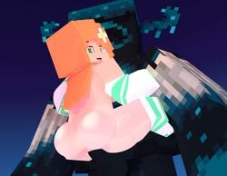 1boy 1boy1girl 1girls 3d amber_green_(slipperyt) ass big_ass big_butt blue_hair commission cowgirl_position drispysik female freckles ginger_hair green_eyes horny horny_female human humanoid looking_back mine-imator minecraft mobtalker_mod monster no_panties nude open_mouth orange_hair outside penetration penis tagme vaginal_penetration warden_(minecraft)