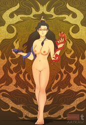 1girls aatkaw avatar_legends black_hair breasts female female_only fire_nation glasses izumi_(tlok) long_hair nickelodeon nipples nude nude_female pussy small_breasts solo_female standing the_legend_of_korra yellow_eyes