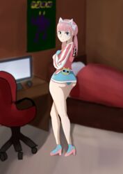 a-set ai:_the_somnium_files ass female iris_sagan looking_at_viewer panties pantyshot pink_hair underwear