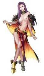 1girls alternate_costume alternate_version_available bare_legs bare_midriff biggitybiggitybig brown_eyes earrings edit fire_emblem fire_emblem_echoes:_shadows_of_valentia fire_emblem_heroes long_hair looking_at_viewer medium_breasts nintendo nipples nude nude_female nude_filter pelvic_curtain purple_hair sleeveless smile solo sonya_(fire_emblem) sonya_(resplendent)_(fire_emblem) transparent_background