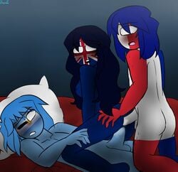 1girls 2boys anal anal_sex argentina_(countryhumans) countryhumans countryhumans_girl cum cum_inside female france_(countryhumans) male sex trio united_kingdom_(countryhumans) xramos