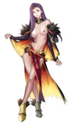 1girls alternate_costume alternate_version_available bare_legs bare_midriff biggitybiggitybig brown_eyes detached_sleeves earrings edit fire_emblem fire_emblem_echoes:_shadows_of_valentia fire_emblem_heroes long_hair long_sleeves looking_at_viewer medium_breasts nintendo nipples nude nude_female nude_filter pelvic_curtain purple_hair smile solo sonya_(fire_emblem) sonya_(resplendent)_(fire_emblem) transparent_background