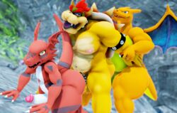 2021 4_fingers accessory all_fours anthro anthro_on_anthro anthro_penetrated anthro_penetrating anthro_penetrating_anthro armband balls bandai_namco black_armband black_body black_collar black_markings black_pupils black_scales blue_eyes bodyguard_position bowser cave charizard claws cock_ring collar crossover digimon digimon_(species) doggy_style dutch_angle fangs finger_claws fingers from_behind_position gay genitals glans green_body green_scales group group_sex guilmon hair hi_res jewelry koopa looking_up male male/male male_only male_penetrated male_penetrating male_penetrating_male malicekira mario_(series) markings mmd moobs nintendo nipples orange_body orange_scales overweight overweight_anthro overweight_male penetration penis penis_accessory penis_jewelry pink_glans pink_nipples plant pokémon_(species) pokemon pokemon_(species) pupils red_eyes red_hair scales scalie sex sharp_teeth shell smile spiked_armband spiked_cock_ring spiked_collar spiked_shell spikes spikes_(anatomy) spread_wings standing standing_sex teeth threesome tongue tongue_out train_position tree trio video_games white_body white_claws white_penis white_scales wings wrist_grab yaoi yellow_balls yellow_body yellow_eyes yellow_scales