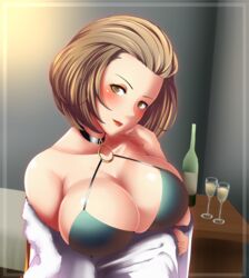 1girls alcohol bare_shoulders big_breasts blush breasts brown_eyes brown_hair choker cleavage collarbone dress eyeshadow female female_only fire_emblem fire_emblem:_three_houses glass hair large_breasts lips lipstick looking_at_viewer makeup manuela_casagranda mature mature_female mature_woman milf mole mole_under_eye namanama12ruiji nintendo open_mouth orange_eyeshadow orange_lipstick short_hair smile solo thick_lips