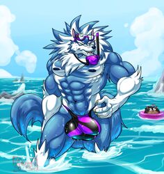 1male abs anthro balls_outline bara beefy blue_fur body_fur claws darkstalkers furry gallon goggles goggles_on_forehead goggles_on_head hungothenomster jon_talbain male male_only male_thong masculine mature_male muscle muscular muscular_male neck_ruff ocean pecs penis_outline shirtless smooth_fur snorkel solo solo_male speedo swimsuit thong topless two_tone_fur vampire_savior water were werewolf white_fur