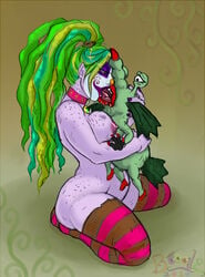 2010 aaahh!!!_real_monsters boogle boogle_(character) breasts female green_hair kissing nickelodeon nipples the_gromble thick_thighs thighhighs thighs tongue tongue_out what