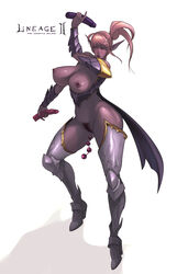 anal_beads armor blackchain_(rennes) blush breasts dark_elf dildo female highres legs lineage lineage_2 lineage_ii nipples pointy_ears ponytail pubic_hair pussy solo tied_hair uncensored