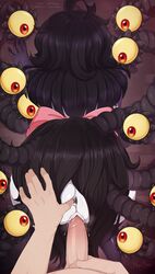 1boy 2019 against_wall ahoge anus artist_name artist_signature ass bent_over black_hair bow dated facing_away female gazer_(monster_girl_encyclopedia) high_resolution long_hair male merunyaa monster_girl monster_girl_encyclopedia multi_eye patreon_username penis pink_bow pixiv_username pov pov_hands protected_link red_eyes sex signature solo_focus spread_anus straight tail tentacle uncensored vagina vaginal_juices vaginal_penetration waist_bow watermark white_skin yellow_sclera