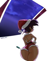 1girls 2020 ass back_view backboob big_ass breasts christmas christmas_outfit dark-skinned_female dark_skin faceless_female female gift hand_on_hip hand_on_own_hip holidays huge_ass implied_yuri latina luz_noceda rogueartlove seductive smooth_skin solo teenager the_owl_house