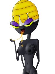 anthro bee bee_girl black_skin female hanna-barbera honey insects large_breasts multi_arm multi_limb queen_bea redbenjamin secret_squirrel_show solo white_background yellow_sclera