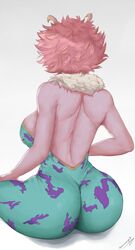 1girls 2021 antennae artist_signature ass ass_focus back back_view backboob backless_outfit breasts curly_hair cutesexyrobutts_(style) dat_ass favorite female female_focus female_only fur_collar hero_outfit_(mha) hi_res huge_ass large_breasts mina_ashido my_hero_academia pink_body pink_hair pink_skin savagexthicc short_hair simple_background thick_thighs thighs tight_clothing voluptuous white_background