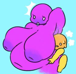 1boy 1boy1girl 1girls armpits arms_behind_head arms_up big_ass big_belly big_breasts big_butt chubby chubby_female clinging grabbing_from_behind large_areolae large_ass large_breasts larger_female purple_skin shocked_expression size_difference sleepyslut small_but_hung small_dom_big_sub smaller_male steamy steamy_armpits steamy_breath sweating yellow_skin