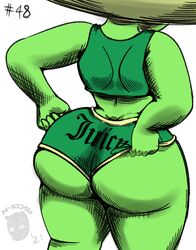 1girls 2021 absurd_res alien ass ass_cleavage back back_view bare_shoulders big_ass booty_shorts bubble_butt butt_crack cartoon_network clothing crop_top curvy english_text faceless_female female female_focus female_only from_behind gem_(species) green_hair green_skin hand_on_hip hips huge_ass humanoid large_ass n-kosi n-kosi_(coloring) peridot_(steven_universe) short_shorts shorts shortstack simple_background sleeveless solo solo_female steven_universe tank_top text thick_thighs thighs watermark white_background wide_hips