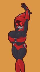 1girls areolae big_breasts bikini black_skin dibujosv12 female_only lsst original_character red_(lsst) red_hair robot robot_girl short_hair simple_background