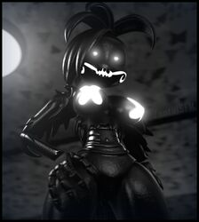 3d animatronic big_breasts black_and_white blurry_background breasts depth_of_field fan_character feathers female female_only five_nights_at_freddy's glowing glowing_eyes glowing_nipples hair hand_on_hip hand_on_leg hand_on_thigh hourglass_figure huge_breasts large_breasts long_feathers long_hair monochrome naked nude open_mouth pussy robot sfm shadow_toy_chica sharp_teeth source_filmmaker teeth thin_waist vagina watermark zentaisfm