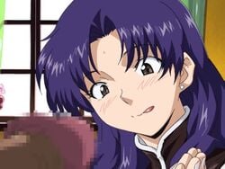 1girls animated blush censored clothing cum cum_in_pussy fellatio girl_on_top hetero human human_only large_breasts licking licking_penis long_hair misato_katsuragi neon_genesis_evangelion oral oral_sex paizuri pubic_hair purple_hair sound sucking sucking_penis tagme titfuck video yabusame