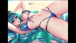 animated beach belly_button big_breasts bikini blue_hair cianyo dark-skinned_male dark_skin interracial league_of_legends long_hair no_sound penis pussy pussy_juice pussy_juice_drip riot_games slideshow sona_buvelle submissive_female vaginal_penetration video