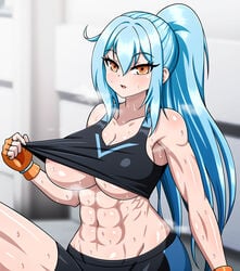 1girls abs after_workout armpit_peek armpits athlete athletic athletic_female belly belly_button blue_hair blush bodily_fluids breasts breathing cleavage clothed emotionless exercise expressionless eye_contact female female_fighter female_only fighter fingerless_gloves fit fit_female fitness flashing gloves hair_between_eyes human indoors large_breasts light_blue_hair long_hair looking_at_viewer looking_pleasured mouth_open muscle muscular muscular_female nipple_slip orange_eyes ponytail pov pov_eye_contact pulling_shirt sexy_armpits softcore solo sports_bra staring staring_at_viewer steam steaming_body steamy_breath stretched_clothing stripping sweat sweatdrop sweating sweaty sweaty_armpit sweaty_armpits sweaty_arms sweaty_breasts sweaty_thighs taking_clothes_off tank_top thighs tight_clothing tight_fit tomboy trainer underboob undressing vaiqzza workout workout_clothes workout_clothing yensh