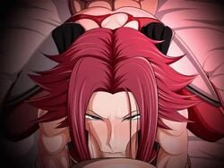 1girls 2boys :>= ambiguous_penetration angry_dragon angry_fellatio animated anteater_face bakusatsuho balls_deep blowjob blowjob_face blue_eyes bodysuit censored code_geass deepthroat eye_contact faceless_male fellatio female habu_(habuya) kallen_stadtfeld large_penis looking_at_viewer male male_pov mmf_threesome muscular muscular_female open_orc_habu oral penetrating_pov pov pov_eye_contact red_hair sex sound spitroast sweat threesome vacuum_fellatio video