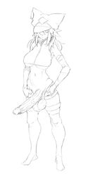 1futa balls big_balls big_breasts big_penis breasts clothed clothing erection female futa_only futanari guilty_gear guilty_gear_strive huge_cock human intersex makinakid monochrome navel partially_clothed penis penis_out ramlethal_valentine sketch solo standing testicles toned toned_female underboob veiny_penis