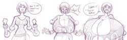 1girls breast_expansion breasts charlotte_myukuru cleavage female female_only huge_breasts long_arms monochrome one_piece overgrowingassets sequence shounen_jump solo solo_female