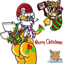 ass balls christmas dragonrivas01 fanart hat lights logo merry_christmas mistletoe musical_note pose scarf sonic_(series) sonic_the_hedgehog_(series) tails