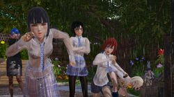 3d angry aqua_(kingdom_hearts) blue_eyes blush bra disney doll female honey_select human kairi kingdom_hearts namine pale_skin panties public rain red_hair rock roseza school_uniform schoolgirl see-through see-through_clothing shocked skuld_(kingdom_hearts) square_enix wet xion