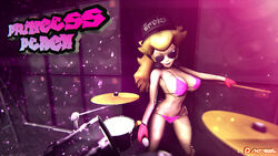 1girls 3d aviator_sunglasses big_breasts bikini blonde_hair blue_eyes breasts busty cap character_name cleavage deviantart drums female female_only headphones huge_breasts lipstick long_hair looking_over_eyewear looking_over_glasses looking_over_sunglasses mario_(series) n7vega navel nintendo one_eye_closed pink_bikini pink_lipstick princess_peach smile solo standing sunglasses swimsuit tinted_eyewear voluptuous