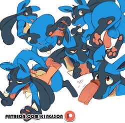 anal anal_sex anthro anthrofied anus ass canid canine erection genitals hi_res humanoid k1ngl30n lucario male male/male male_only mammal nintendo open_mouth oral penetration penis pokemon pokemon_(species) red_eyes simple_background teeth tongue video_games white_background