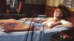 1girls 3d areolae barefoot bath bathing bathtub bobblehead breasts casual_nudity crossover fallout feet female female_only gun hbnoob nipples nonsexual_nudity nude red_dead_redemption_(series) red_dead_redemption_2 revolver sadie_adler solo solo_female source_filmmaker toes vault_boy