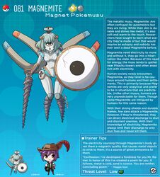 creature_index cyclops english_text hi_res humanized kinkymation magnemite nintendo page_81 page_number pokémon_(species) pokemon pokemon-girl_encyclopedia pokemorph pokemusu profile robot robot_girl robot_humanoid tagme text text_box