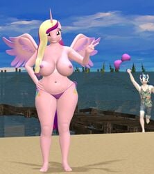 3d_(artwork) accidental_exposure alicorn anthro beach big_breasts bikini bikini_bottom bikini_top bottomwear breasts clothed clothing cutie_mark cutoffs denim denim_clothing digital_media_(artwork) duo equid equine female friendship_is_magic grin hair hand_on_hip hasbro horn horse looking_at_viewer male mammal meteor_mirage multicolored_hair my_little_pony navel nipples open_mouth pony princess_cadance_(mlp) purple_nipples running sand sea seaside shining_armor_(mlp) shirt shorts sky smile source_filmmaker swimwear tank_top topless topless_female topwear unicorn v wardrobe_malfunction water wide_hips wings yelling