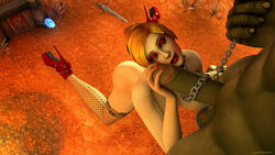3d alyssania artist_request ass big_ass bimbo bubble_ass bubble_butt chains cock_on_face fantasy female high_heels huge_ass human makeup male orc orc_(warcraft) orc_male original_character penis platform_heels smile source_request stockings warcraft world_of_warcraft