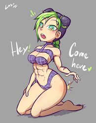 big_ass bikini female green_eyes green_hair jojo's_bizarre_adventure jolyne_kujo luxidoro muscle six_pack stone_ocean tomboy