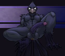 3_toes abs anthro avian beak big_penis bird bird_feet black_body black_feathers black_fur brawl_stars claws corvid crow crow_(brawl_stars) full_body looking_at_viewer male male_only muscular muscular_male solo solo_male tail unknown_artist