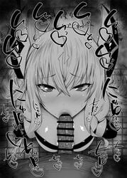 1boy 1girls 2021 aisha_necron bare_shoulders big_breasts big_penis black_and_white blowjob blush censored censored_penis dark-skinned_male dark_skin demon demon_girl detailed_background drooling erect_nipple erect_nipples eyelashes fellatio heart humanoid indoor inside japanese_text kurotama long_hair looking_at_viewer male male_pov maou_gakuin_no_futekigousha oral oral_sex pov room saliva shiny shiny_skin silver_link_(studio) sketch sound_effects squatting sweat text vein veins veiny veiny_penis