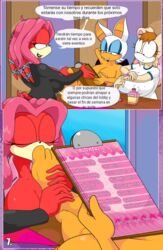 absurd_res anthro archie_comics big_breasts breasts clothed clothing comic feet female female/female foot_fetish foot_lick foot_play hi_res licking lien-da rouge_the_bat sonic_(series) sonic_the_hedgehog_(archie) sonic_the_hedgehog_(comics) sonic_the_hedgehog_(series) spanish_text text tight_clothing tinydevilhorns toes tongue tongue_out topless vanilla_the_rabbit yuri