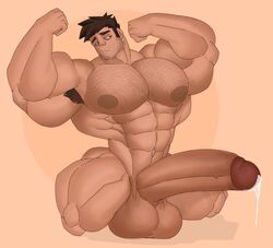 abs balls balls_on_floor bara biceps boner brown_hair erection facial_hair flexing flexing_arms flexing_bicep gab_art hairy hairy_armpits hairy_chest hairy_male hairy_pecs hyper hyper_balls hyper_genitalia hyper_penis hyper_testicles male male_only masturbation muscles muscular muscular_arms muscular_legs muscular_male muscular_thighs nipples nude pecs penis precum proud_of_his_cock sleepy solo solo_male testicles veins veiny_penis yaoi
