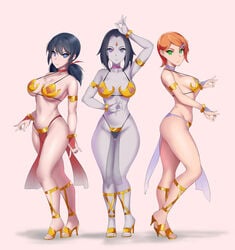 3girls aged_up alternate_breast_size belly_dance belly_dancer belly_dancer_outfit ben_10 big_breasts black_hair blue_eyes cartoon_network choker crossover dancer dancer_outfit dc dc_comics deviantart female female_only femsub gold_(metal) gold_heels gold_jewelry green_eyes gwen_tennyson harem harem_girl harem_outfit hevn high_heels hypnosis jewelry large_breasts loincloth looking_at_viewer marinette_cheng marinette_dupain-cheng mind_control miraculous_ladybug multiple_girls open_toe_shoes orange_hair purple_eyes purple_hair rachel_roth raven_(dc) shoes short_hair slave slave_bikini slave_outfit slavegirl submissive_female teen_titans toes voluptuous voluptuous_female voluptuous_teen