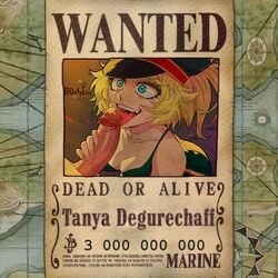 1girls blonde_hair blowjob blowjob_face blue_eyes dirtyero_(artist) english_text fellatio female little_girl male one_piece petite petite_body petite_female short_girl straight tanya_degurechaff text wanted_poster youjo youjo_senki